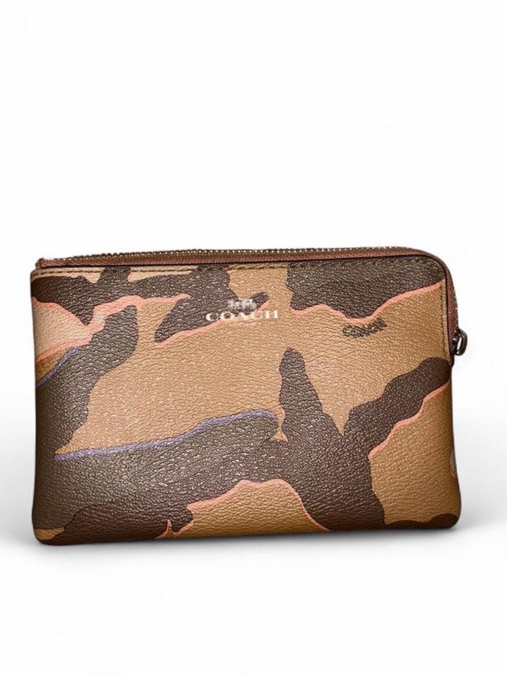 Coach Camouflage Zip Pouch with Pink Accents